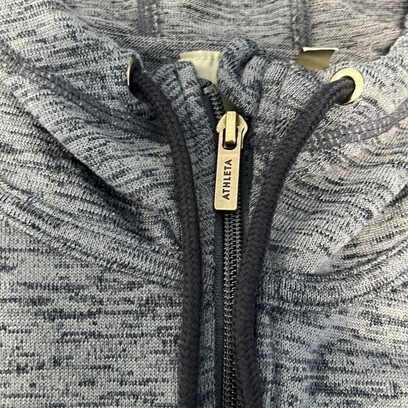 Athleta No Sweat Heather Blue Hooded Jacket. Size XXS - Picture 4 of 13